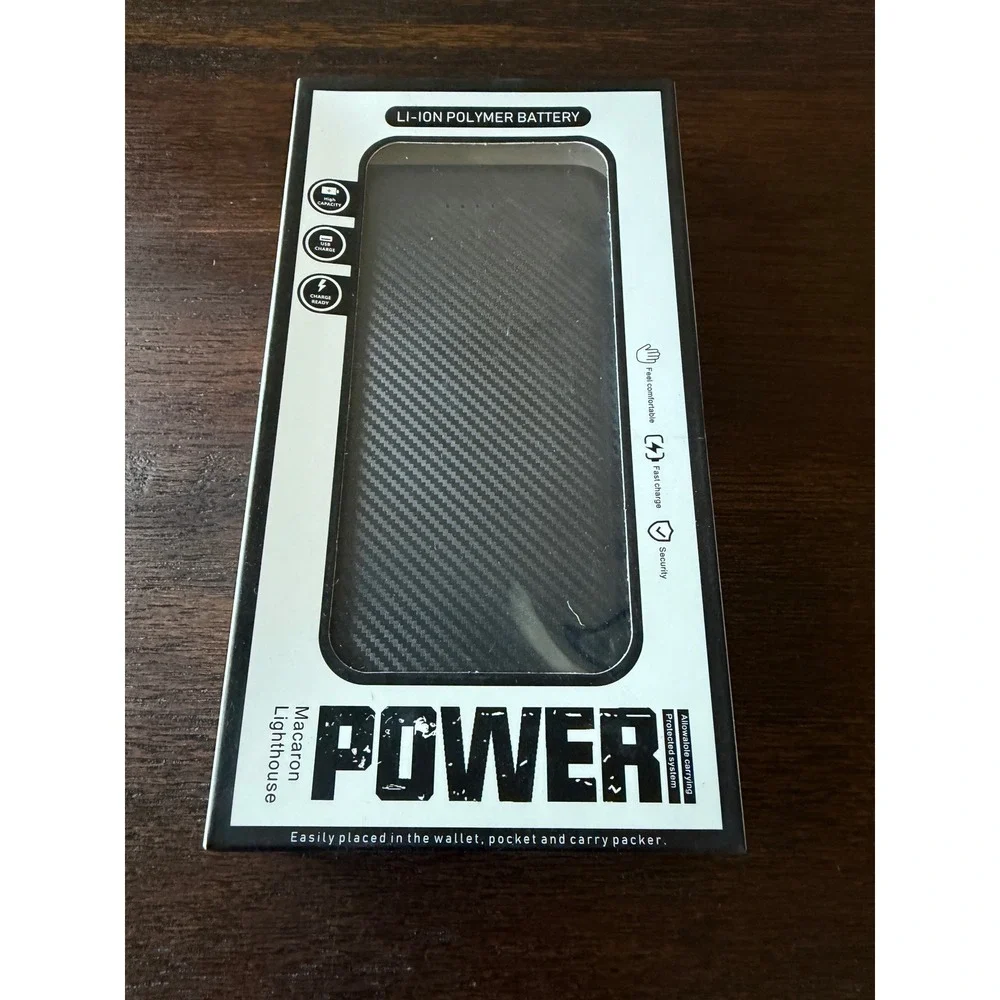Macaron Lighthouse 10000mAh Power Bank Slim Carbon Fiber Dual USB Black